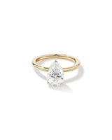 2,00 Carats Poids Total Bague De Fiançailles Solitaire En Diamant Cultivé En Laboratoire Coupe Poire, En Or Jaune Et Blanc 14 Ct