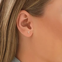 E Initial Single Stud Earring in Sterling Silver