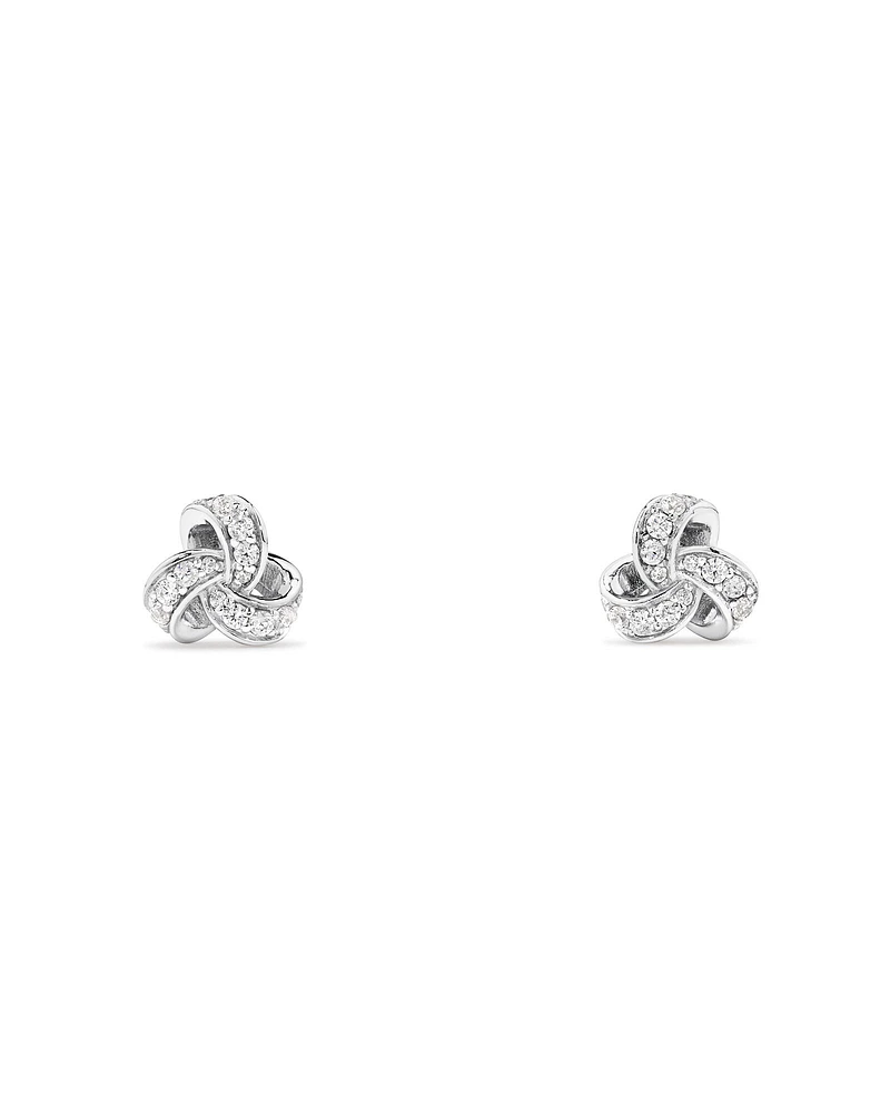 Cubic Zirconia Knot Stud Earrings in Sterling Silver