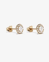 0.50 Carat TW Round Brilliant Laboratory-Grown Diamond Halo Stud Earrings in 10kt Yellow Gold