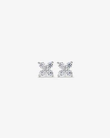 Floral Stud Earrings with Cubic Zirconia in Sterling Silver