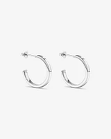 Flared Narrow Half Hoop Stud Earrings in Sterling Silver