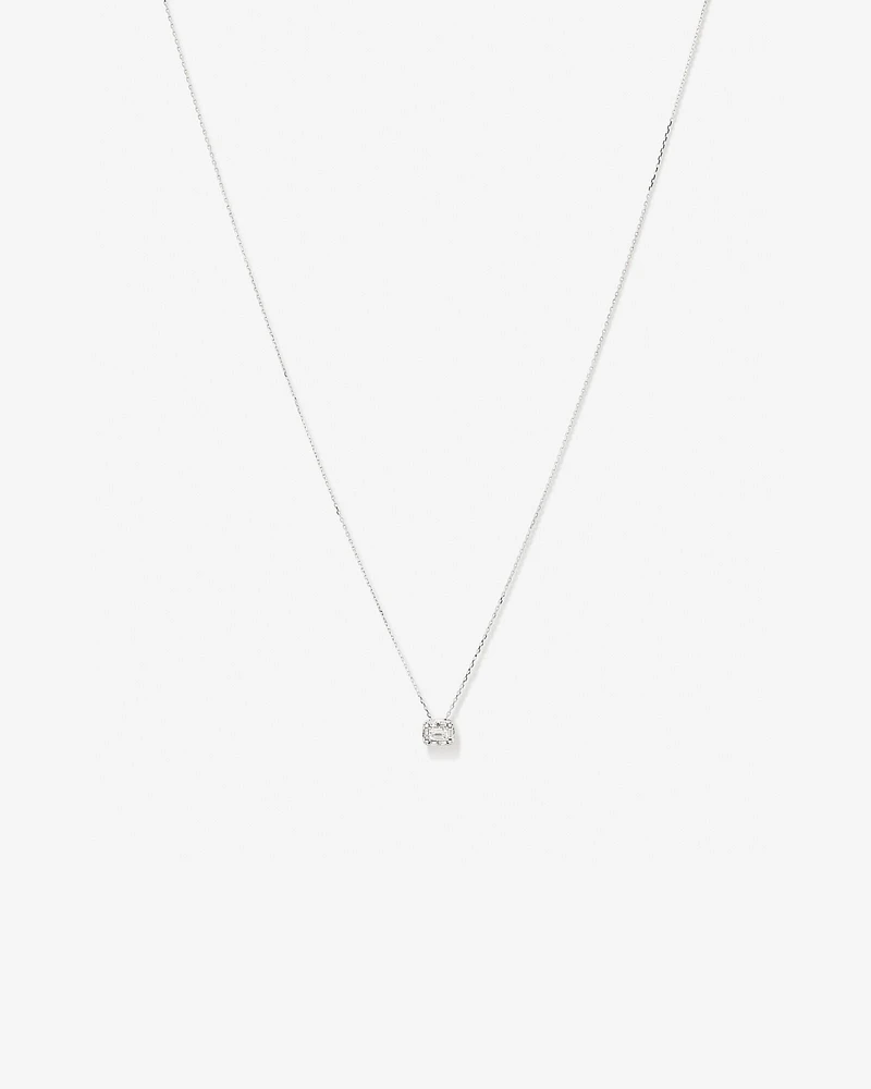 0.28 Carat TW Multistone Emerald Cut Diamond Pendant in 10kt White Gold