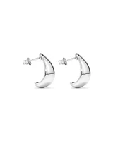 Polished Half Hoop Dome Stud Earrings in Sterling Silver