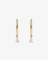 Pear Cubic Zirconia Charm Hoop Stud Earrings in 10kt Yellow Gold