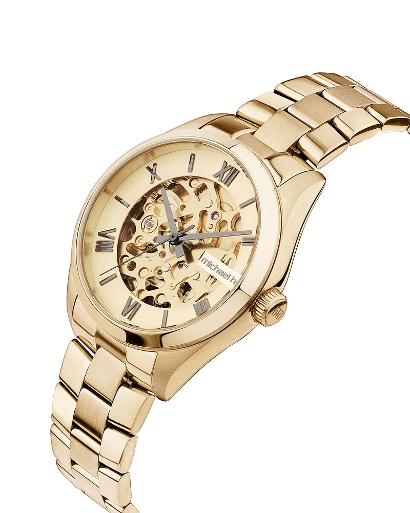 Women's Automatic Skeleton Watch In Gold Tone Stainless Steel