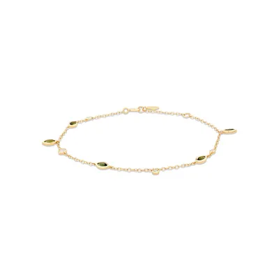 Serendipity Bracelet with Green Tourmaline in 10kt Yellow Gold