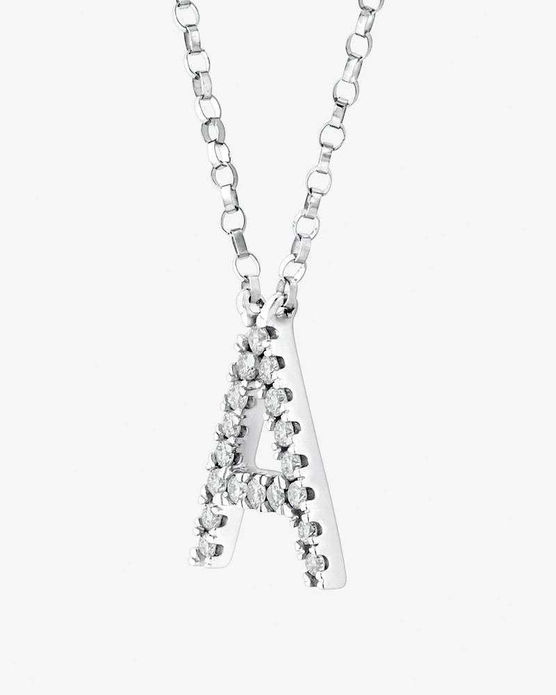 A' Initial necklace with 0.10 Carat TW of Diamonds in 10kt White Gold