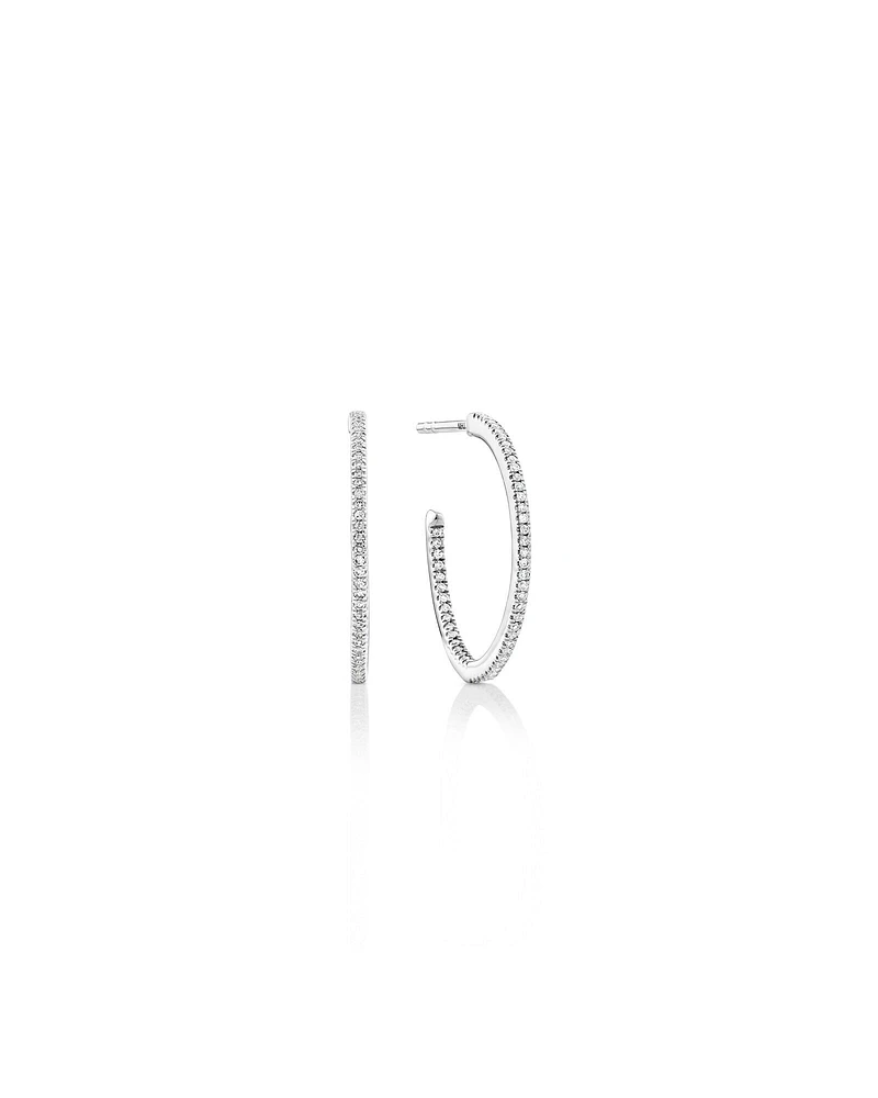 0.15 Carat TW Fine Diamond Hoop Earrings in 10kt White Gold