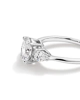 1.65 Carat TW Three Stone Oval and Pear Shaped Laboratory-Grown Diamond Engagement Ring in 14kt White Gold