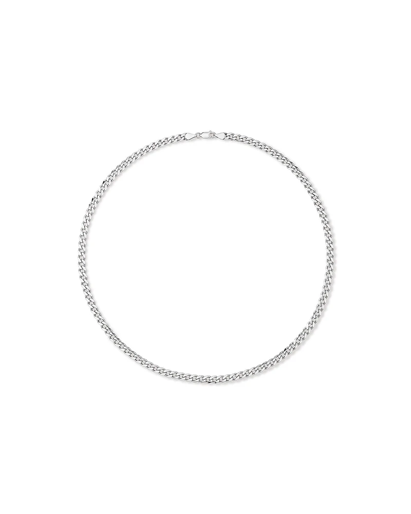 55cm (22") 5.3mm Width Bevelled Curb Chain Necklace in Sterling Silver