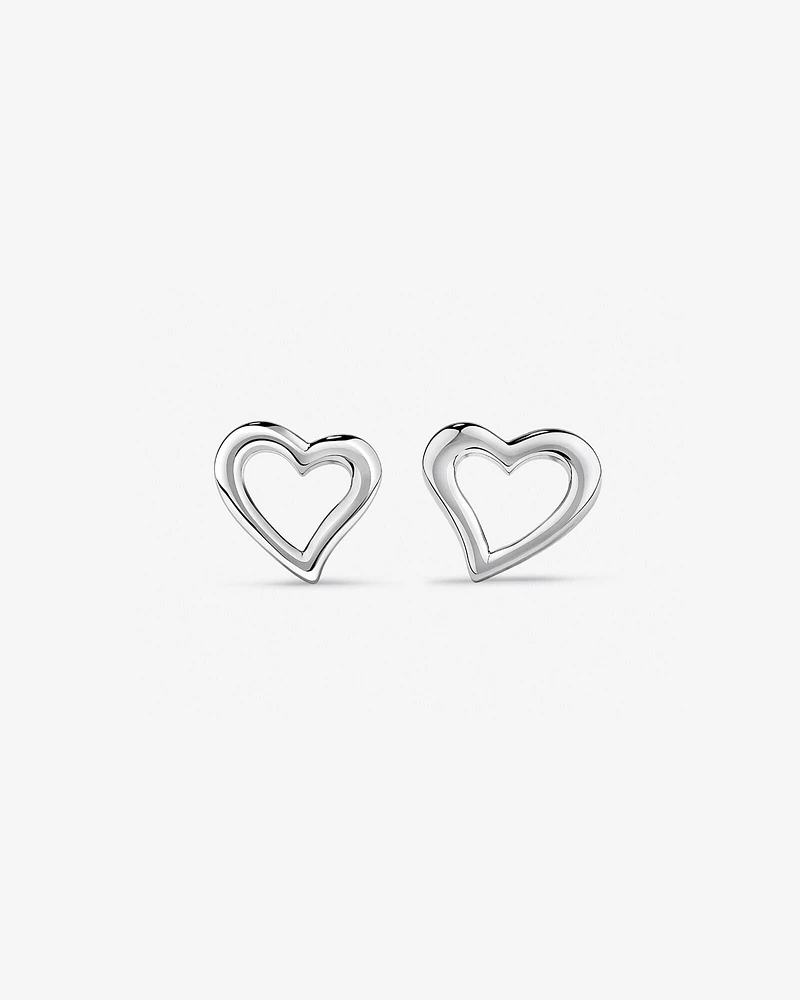 Open Heart Stud Earrings in Sterling Silver