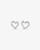 Open Heart Stud Earrings in Sterling Silver