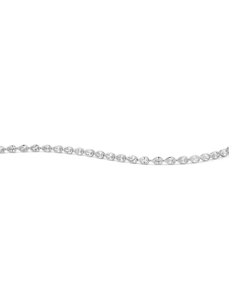 Pear Shaped Cubic Zirconia Bezel Set Tennis Bracelet in Sterling Silver