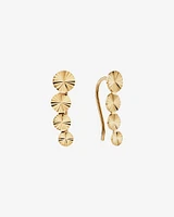 Sunray Graduated Disc Climber Earrings in 10kt Yellow Gold