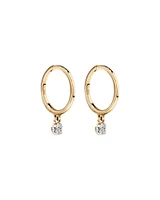 Round Brilliant Diamond Drop Sleeper Earrings in 10kt Yellow Gold