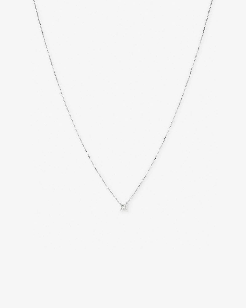 0.25 Carat TW Princess Cut Diamond Solitaire Necklace in 18kt White Gold