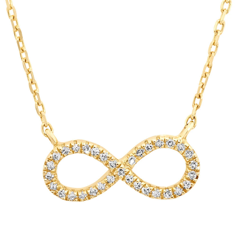 Collier infinité en or jaune 10 K avec diamants