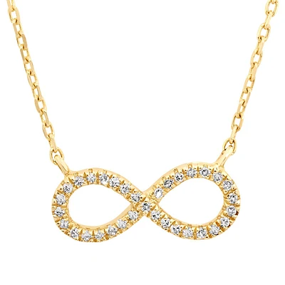 Collier infinité en or jaune 10 K avec diamants