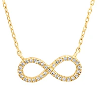 Collier infinité en or jaune 10 K avec diamants