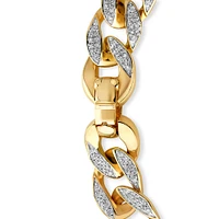 2.00 Carat TW Diamond Set Cuban Link Bracelet in 10kt Yellow and White Gold