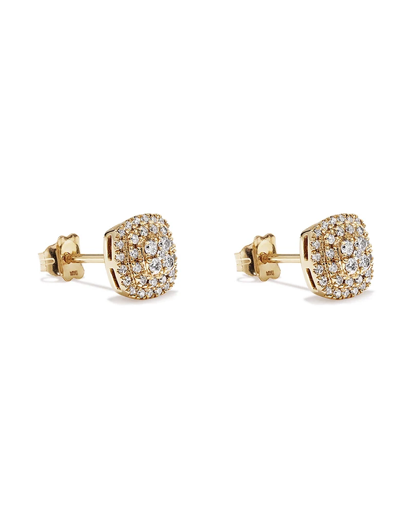 0.30 Carat TW Cushion Shaped Diamond Cluster Stud Earrings in 10kt Yellow Gold