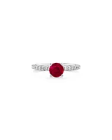 Solitaire Ruby Ring with 0.25 Carat TW of Diamonds in 10kt White Gold