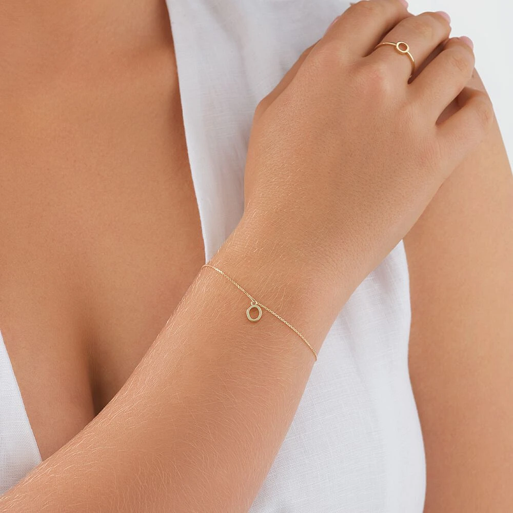 19cm (7.5") C Initial Bracelet in 10kt Yellow Gold