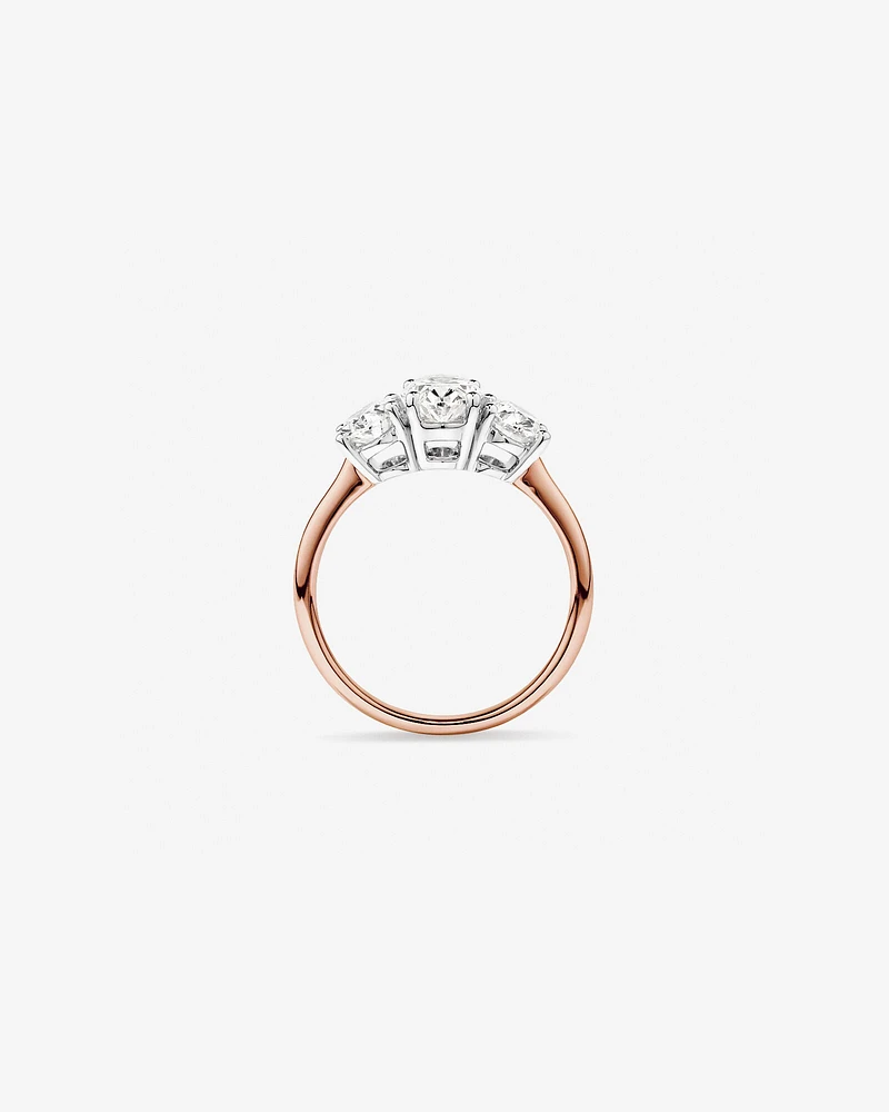 2 Carat Three Stone Oval Laboratory-Grown Diamond Engagement Ring In 14kt White Gold