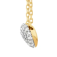 Mini Puff Heart Necklace with .12TW of Diamonds in 10kt Yellow Gold and Rhodium