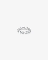 Pear Shaped Cubic Zirconia Bezel Set Eternity Ring in Sterling Silver