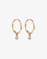 Round Brilliant Diamond Drop Sleeper Earrings in 10kt Yellow Gold