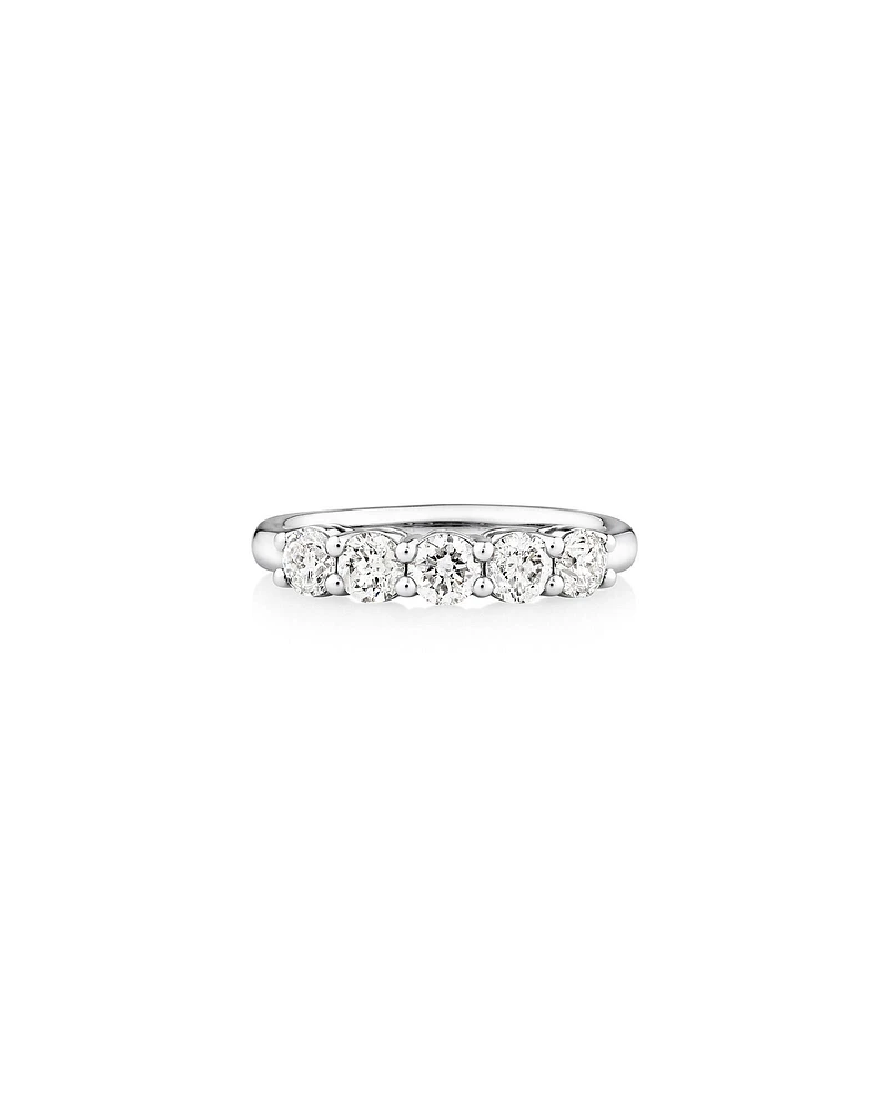 Evermore 5 Stone Wedding Band with 1 Carat TW of Diamonds in 14kt White Gold