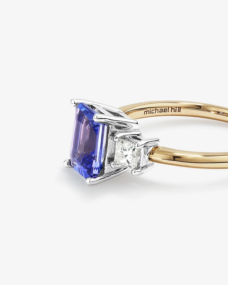 Tanzanite Ring with .40TW of Diamonds in 10kt Yellow and White Gold