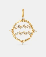 Aquarius Zodiac Pendant with 0.15 Carat TW of Diamonds in 10kt Yellow Gold