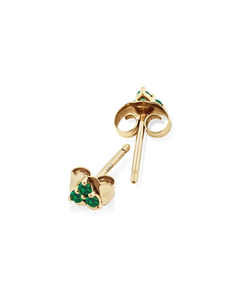 Trio Emerald Earrings in 10kt Yellow Gold