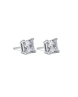 7.5mm Princess Cubic Zirconia Stud Earrings in Sterling Silver