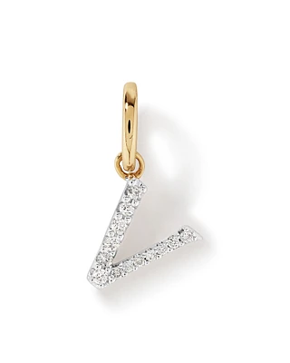 Diamond Letter V Initial Pendant in 10kt Yellow Gold