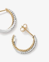 Crossover Hoop Earrings with .20 Carat TW Diamonds in Sterling Silver and 10kt Yellow gold