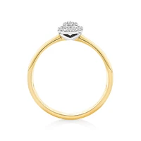 0.10 Carat TW Pear Cluster Diamond Promise Ring in 10kt Yellow and White Gold