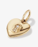 Diamond Accent Love Heart Lock Pendant in 10kt Yellow Gold