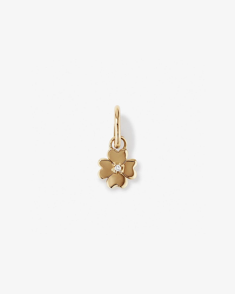 Diamond Accent Four Leaf Clover Pendant in 10kt Yellow Gold