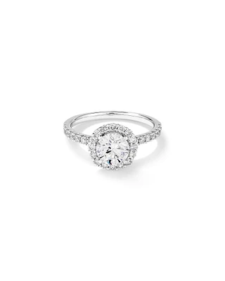 1.79 Carat TW Laboratory-Grown Diamond Round Brilliant Halo Ring in 14kt White Gold