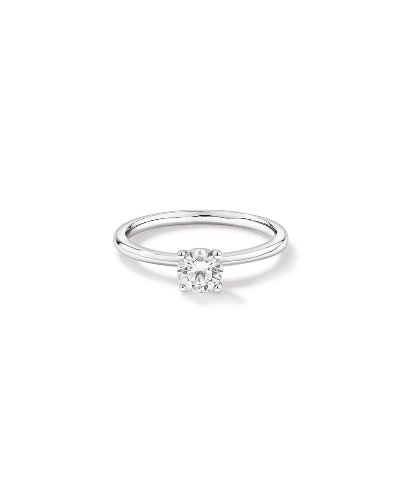 Bague solitaire en diamant canadien rond brillant 0,50 carat poids total en or blanc 18 kt