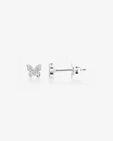 Boucles d'oreilles à petits papillons avec diamants en argent sterling