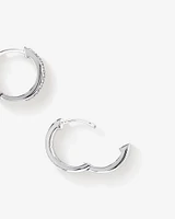 Reversible Huggie Earrings With Cubic Zirconia In Sterling Silver