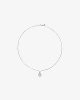 Pear Cubic Zirconia Halo Pendant Necklace in Sterling Silver