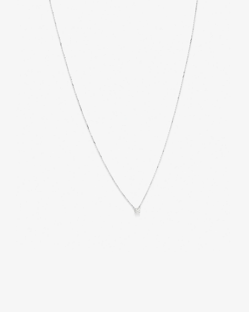 0.25 Carat TW Princess Cut Diamond Solitaire Necklace in 18kt White Gold