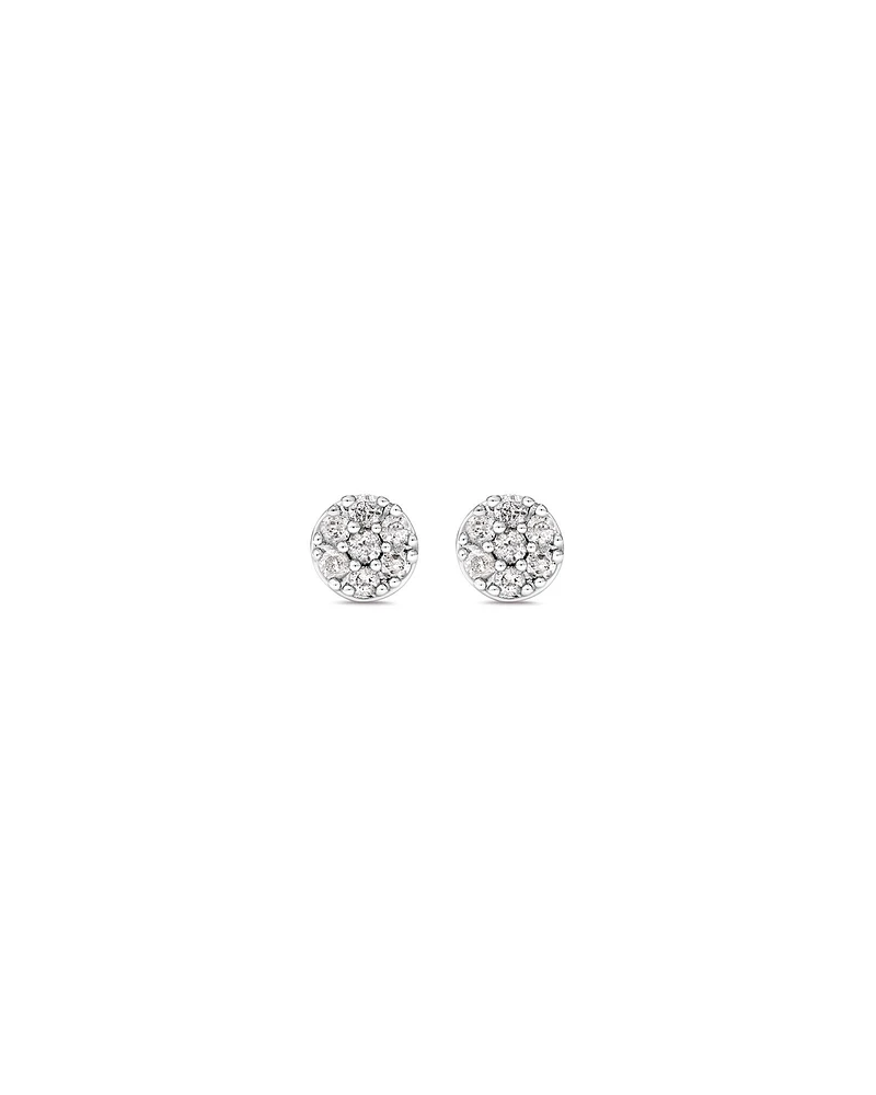 Round Diamond Cluster Stud Earrings in 10kt White Gold