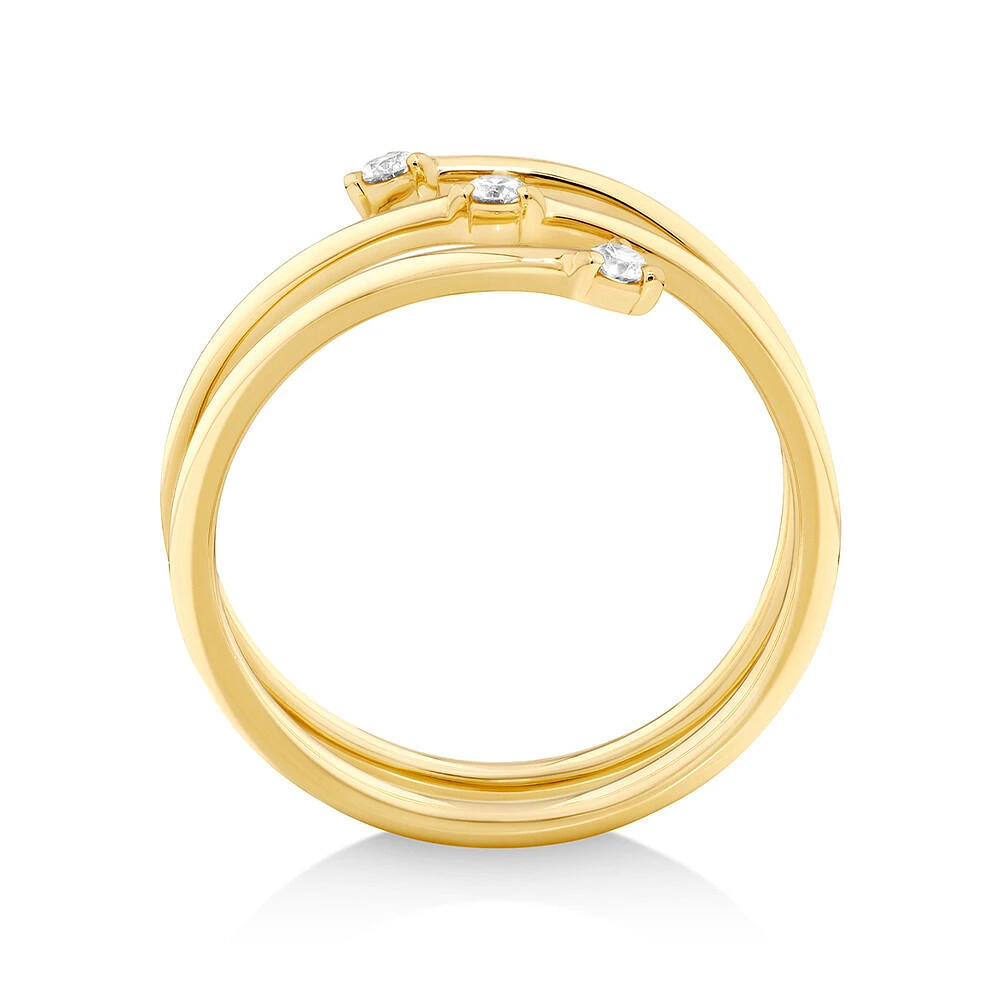 Diamond Accent Wrap Around Ring in 10kt Yellow Gold